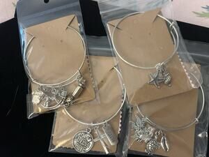Sale! Wholesale Lot-4 Charm Bracelets, Multiple Themed Silver Baby, Faith, Etc